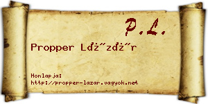 Propper Lázár névjegykártya